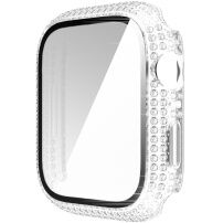 Pouzdro posázené kamínky s tvrzeným sklem pro Apple Watch 45mm - čiré
