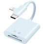 2v1 redukce se čtečkou karet - slot na SD / TF kartu na USB-C / Lightning - modrá