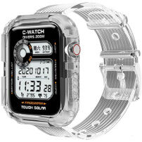 Pouzdro s transparentním řemínkem pro Apple Watch 45mm / 44mm / 42mm - čiré