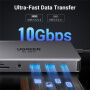 UGREEN 15965 11v1 hub - slot na SD / TF kartu / RJ45 / 2x HDMI / 3,5 mm jack / 2x USB-C / 3x USB-A na USB-C pro MacBook - šedý