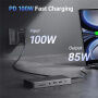 UGREEN 15965 11v1 hub - slot na SD / TF kartu / RJ45 / 2x HDMI / 3,5 mm jack / 2x USB-C / 3x USB-A na USB-C pro MacBook - šedý