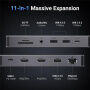 UGREEN 15965 11v1 hub - slot na SD / TF kartu / RJ45 / 2x HDMI / 3,5 mm jack / 2x USB-C / 3x USB-A na USB-C pro MacBook - šedý