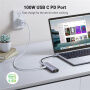 UGREEN CM512 7v1 hub - slot na SD / TF kartu / RJ45 / HDMI / USB-C / 2x USB-A na USB-C - šedý