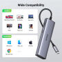 UGREEN CM512 7v1 hub - slot na SD / TF kartu / RJ45 / HDMI / USB-C / 2x USB-A na USB-C - šedý