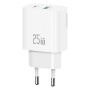 USAMS CC315 GaN rychlonabíjecí adaptér s porty USB-C / USB-A - 25W - bílý