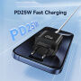 USAMS CC315 GaN rychlonabíjecí adaptér s porty USB-C / USB-A - 25W - bílý