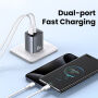 USAMS CC290 GaN rychlonabíjecí adaptér s porty USB-C / USB-A - 45W - šedý