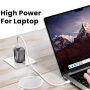 USAMS CC290 GaN rychlonabíjecí adaptér s porty USB-C / USB-A - 45W - šedý