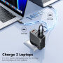 Toocki TCT140 GaN sada adaptéru s porty 3x USB-C / USB-A a kabelu USB-C na USB-C - 140W - 2 m - černá