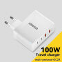 ESSAGER ES-CD37 rychlonabíjecí adaptér s porty 2x USB-C / 2x USB-A - 100W - bílý