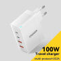 ESSAGER ES-CD37 rychlonabíjecí adaptér s porty 2x USB-C / 2x USB-A - 100W - bílý