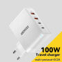 ESSAGER ES-CD37 rychlonabíjecí adaptér s porty 2x USB-C / 2x USB-A - 100W - bílý
