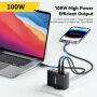 ESSAGER ES-CD37 rychlonabíjecí adaptér s porty 2x USB-C / 2x USB-A - 100W - bílý