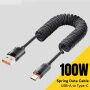 ESSAGER spirálový opletený nabíjecí a datový kabel - USB-A na USB-C - 1,2 m - černý