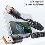 ESSAGER spirálový opletený nabíjecí a datový kabel - USB-A na USB-C - 1,8 m - černý