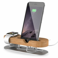 Dokovací stanice z hliníku a bambusu pro Apple Watch / iPhone