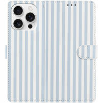 Flipové pouzdro s proužky pro iPhone 16 Pro Max - modrobílé