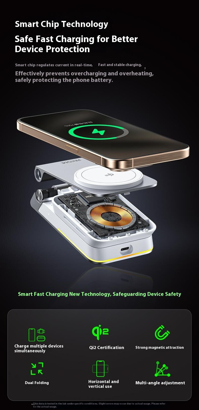 WEKOME WP-U180 Qi2 3v1 skládací magnetický bezdrátový stojánek pro iPhone / Apple Watch / AirPods - 15W - šedý