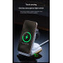 WEKOME WP-U180 Qi2 3v1 skládací magnetický bezdrátový stojánek pro iPhone / Apple Watch / AirPods - 15W - stříbrný