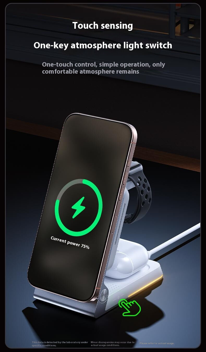 WEKOME WP-U180 Qi2 3v1 skládací magnetický bezdrátový stojánek pro iPhone / Apple Watch / AirPods - 15W - stříbrný