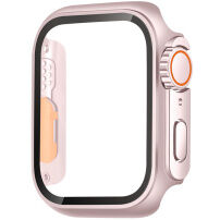 Pouzdro ve stylu Watch Ultra s tvrzeným sklem pro Apple Watch 40mm - růžové