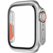 Pouzdro ve stylu Watch Ultra s tvrzeným sklem pro Apple Watch 41mm - stříbrné