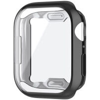 Metalické pouzdro z měkkého plastu s ochranou displeje pro Apple Watch 45mm - černé