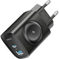 Toocki TCT20 nabíjecí adaptér s porty USB-C / USB-A a integrovanou nabíječkou pro Apple Watch - 20W - černý