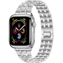 xDfind kovový řemínek posázený kamínky pro Apple Watch Ultra 49mm / 46mm / 45mm / 44mm / 42mm - stříbrný
