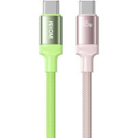 WEKOME WDC-C18 opletený nabíjecí a datový kabel - USB-C na USB-C - 1,2 m - zelenorůžový