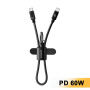 ESSAGER ES-X83 nabíjecí a datový kabel a poutko - USB-C na USB-C - 30 cm - černý