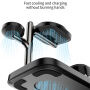 C09 3v1 magnetický bezdrátový stojánek s hodinami, reproduktorem a podsvícením pro iPhone / Apple Watch / AirPods - 25W - bílý