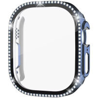 xDfind pouzdro posázené kamínky s tvrzeným sklem pro Apple Watch Ultra 49mm - tmavě modré