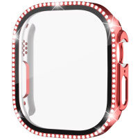 xDfind pouzdro posázené kamínky s tvrzeným sklem pro Apple Watch Ultra 49mm - červené
