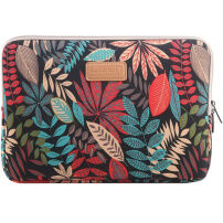 Brašna na zip s barevným florálním motivem pro iPad do 13" / MacBook do 14" - černá