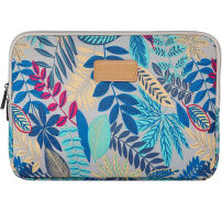 Brašna na zip s barevným florálním motivem pro iPad do 13" / MacBook do 14" - šedá