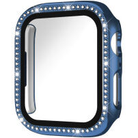 xDfind pouzdro posázené kamínky s tvrzeným sklem pro Apple Watch 41mm - tmavě modré