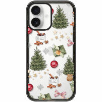 Transparentní kryt s vánočním vzorem pro iPhone 16 - zelený