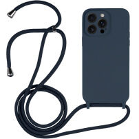 Silikonový kryt se šňůrkou pro iPhone 16 Pro Max - tmavě modrý