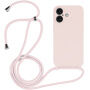 Silikonový kryt se šňůrkou pro iPhone 16 Plus - starorůžový