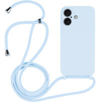 Silikonový kryt se šňůrkou pro iPhone 16 Plus - modrý