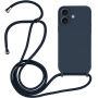 Silikonový kryt se šňůrkou pro iPhone 16 Plus - tmavě modrý