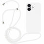 Silikonový kryt se šňůrkou pro iPhone 16 Plus - bílý