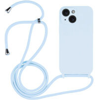 Silikonový kryt se šňůrkou pro iPhone 14 - modrý