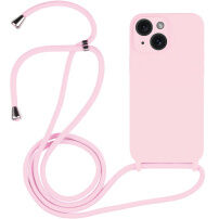 Silikonový kryt se šňůrkou pro iPhone 14 - růžový