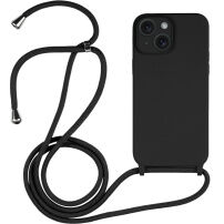 Silikonový kryt se šňůrkou pro iPhone 14 Plus - černý
