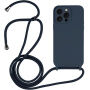 Silikonový kryt se šňůrkou pro iPhone 14 Pro - tmavě modrý