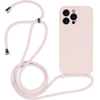 Silikonový kryt se šňůrkou pro iPhone 14 Pro Max - starorůžový