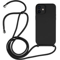 Silikonový kryt se šňůrkou pro iPhone 12 - černý