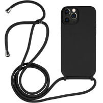 Silikonový kryt se šňůrkou pro iPhone 12 Pro - černý